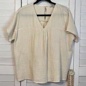 Madewell cream top v neck cotton